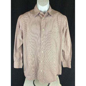 GIANFRANCO FERRE Mens Italian Cotton Striped Dress Shirt Red/White 14.5 37